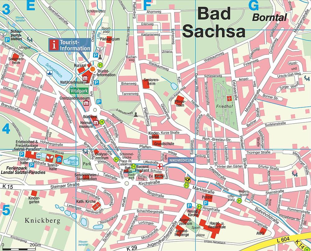 Stadtplan des Zentrums in Bad Sachsa